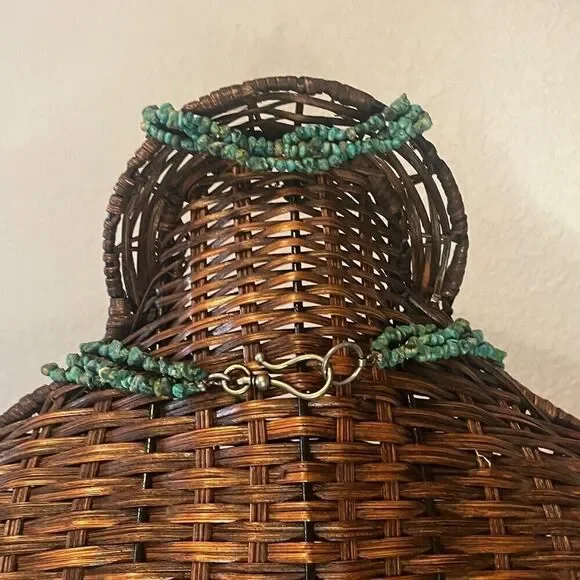 Vtg artisan turquoise coral nugget 3 strand necklace 925 mother of pearl - Picture 2 of 9